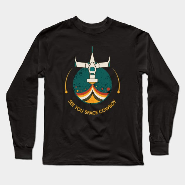 Retro Vintage Space Cowboy Long Sleeve T-Shirt by origato